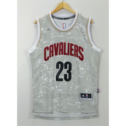 Camiseta Luces De La Ciudad Cleveland Cavaliers LeBron James #23 Gris